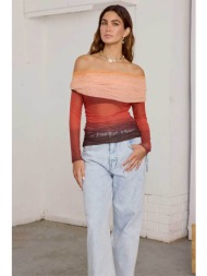never fully dressed γυναικεία μπλούζα ombre με carmen λαιμόκοψη `diaz` - nfdto1472oe08 πορτοκαλί
