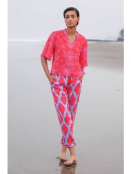 nimo with love γυναικείο παντελόνι με print `amber ikat red` - amber pants φούξια