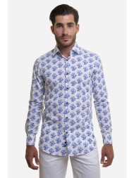 the bostonians ανδρικό πουκάμισο με floral print slim fit - acp1865 λευκό