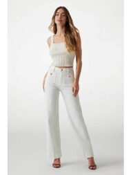 guess γυναικείο τζιν παντελόνι ψηλόμεσο wide leg - w5ga2jd5n71 λευκό