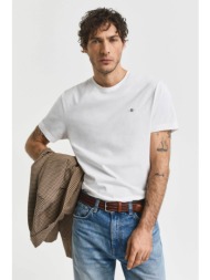 gant ανδρικό t-shirt μονόχρωμο με κεντημένο λογότυπο regular fit - 2003184 λευκό