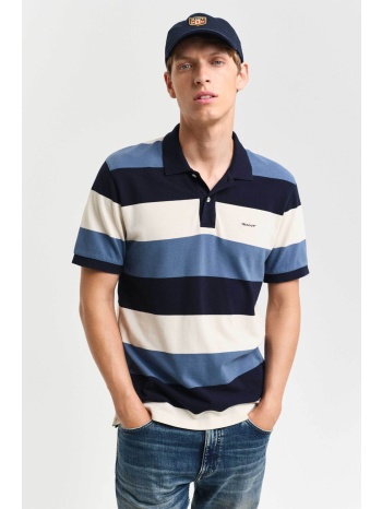 gant ανδρική μπλούζα πόλο κοντομάνικη πικέ με ριγέ σχέδιο