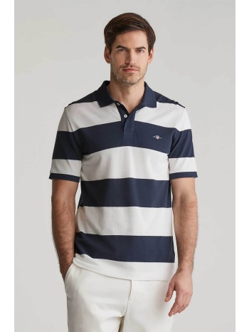 gant ανδρική μπλούζα πόλο πικέ κοντομάνικη με ριγέ σχέδιο