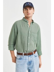 gant ανδρικό λινό πουκάμισο button down με τσέπη και κεντημένο λογότυπο regular fit - 3240120 πράσιν