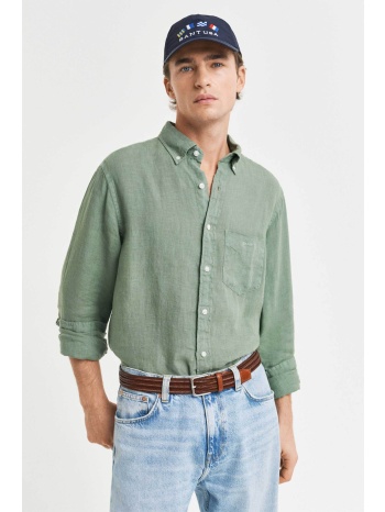 gant ανδρικό λινό πουκάμισο button down με τσέπη και σε προσφορά