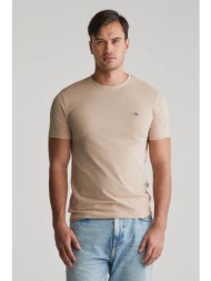 gant ανδρικό t-shirt πικέ με κεντημένο λογότυπο slim fit - 2013033 μπεζ