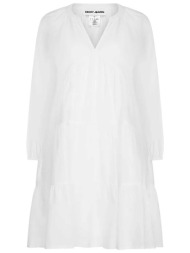 dkny γυναικείο midi φόρεμα μονόχρωμο με v - dj4d9021 λευκό