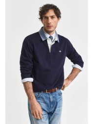 gant ανδρική μπλούζα πόλο με contrast γιακά και κεντημένο λογότυπο regular fit - 2004082 μπλε σκούρο