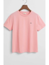 gant γυναικείο t-shirt μονόχρωμο με κεντημένο λογότυπο regular fit - 4200200 ροζ