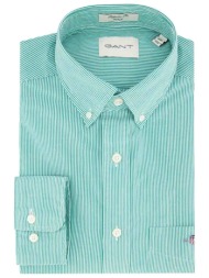 gant ανδρικό πουκάμισο button down poplin με ψιλό ριγέ σχέδιο και τσέπη με κεντημένο λογότυπο regula