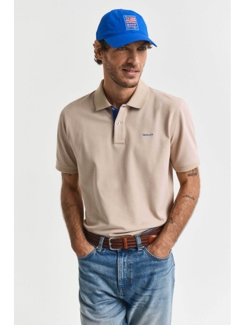 gant ανδρική μπλούζα πόλο κοντομάνικη πικέ με contrast