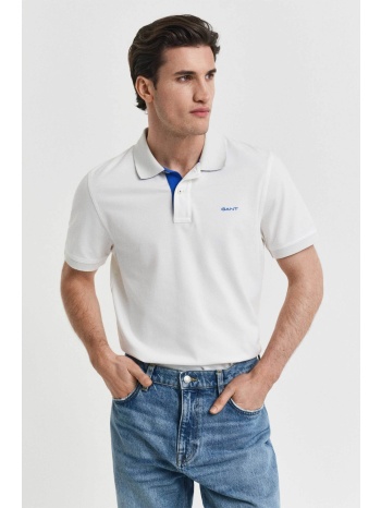 gant ανδρική μπλούζα πόλο κοντομάνικη πικέ με contrast
