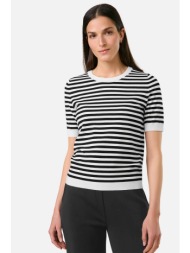 gerry weber γυναικεία πλεκτή μπλούζα με κοντό μανίκι και ριγέ σχέδιο - 571033-35713 ασπρόμαυρο
