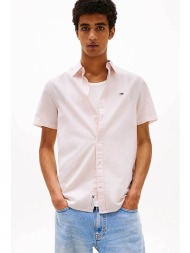 tommy jeans ανδρικό πουκάμισο με ριγέ σχέδιο και λογότυπο - dm0dm20894 ροζ ανοιχτό