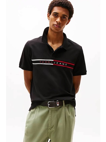 tommy jeans ανδρική μπλούζα πόλο μονόχρωμη slim fit 