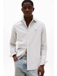 tommy jeans ανδρικό denim πουκάμισο με λογότυπο regular fit - dm0dm21298 εκρού