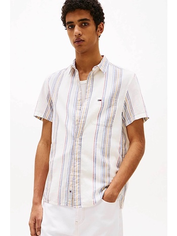 tommy jeans ανδρικό πουκάμισο με ριγέ σχέδιο και λογότυπο