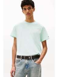 tommy jeans ανδρικό t-shirt με λογότυπο - dm0dm21863 πράσινο μέντας