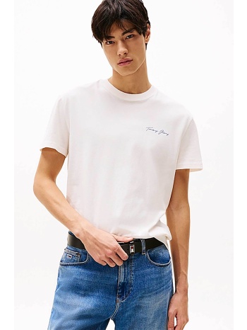 tommy jeans ανδρικό t-shirt με λογότυπο - dm0dm21868 λευκό