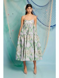 sister jane γυναικείο midi φόρεμα με floral print `ashore floral jacquard` - drd603lil πράσινο