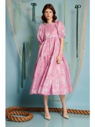 sister jane γυναικείο midi φόρεμα με floral print `ives` - dr2237pnk ροζ