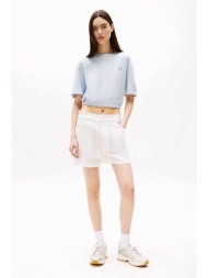 tommy jeans γυναικείο σορτς πεντάτσεπο από βαμβάκι και λινάρι regular fit - dw0dw20360 λευκό