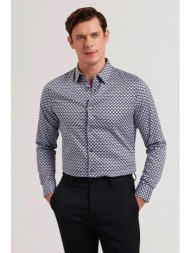 ted baker ανδρικό πουκάμισο με all-over print regular fit `emmets` - 277430 μπλε σκούρο