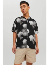 jack & jones ανδρικό πουκάμισο με all-over print και κοντό μανίκι `resort` - 12228020 λευκό