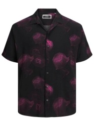 jack & jones ανδρικό πουκάμισο με all-over print και κοντό μανίκι `resort` - 12228020 μοβ