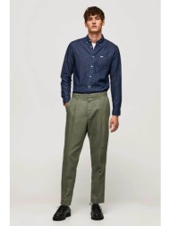 pepe jeans ανδρικό chino παντελόνι με λινό μονόχρωμο με τσέπες `arrow` - pm2114820 χακί