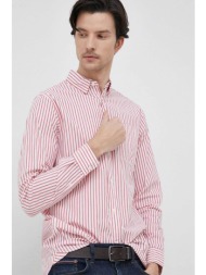 pepe jeans ανδρικό βαμβακερό πουκάμισο με ριγέ σχέδιο και τσέπη στο στήθος `livery` - pm307777 κόκκι