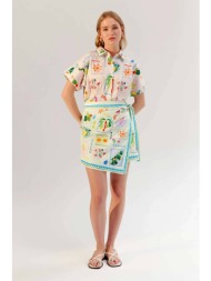 noib γυναικείο φόρεμα με all-over print `kate mini postcard` - kate mini/ss25 λευκό