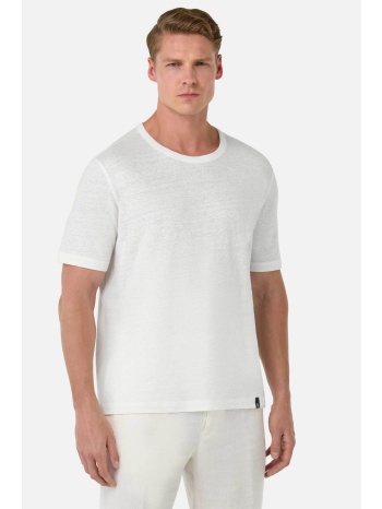 boggi milano ανδρικό λινό t-shirt μονόχρωμο regular fit 