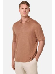 boggi milano ανδρική μπλούζα πόλο μονόχρωμη regular fit - bo25p035103 καφέ ανοιχτό