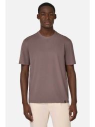 boggi milano ανδρικό t-shirt μονόχρωμο regular fit - bo25p046107 καφέ ανοιχτό