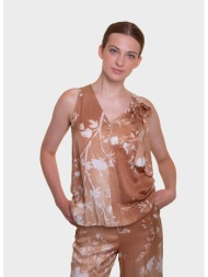 emme by marella γυναικεία μπλούζα αμάνικη με floral print - 2515161071200 καφέ