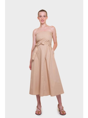 emme by marella γυναικείο midi φόρεμα strapless με ζώνη 