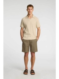 selected ανδρική βερμούδα chino με λινό regular fit - 16096753 λαδί