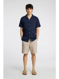 selected ανδρική βερμούδα μονόχρωμη με λινό regular fit - 16092367 μπεζ