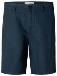 selected ανδρική βερμούδα chino με λινό regular fit - 16096753 μπλε σκούρο