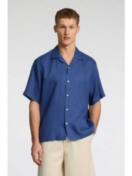 selected ανδρικό λινό πουκάμισο relaxed fit - 16096908 μπλε σκούρο