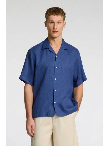 selected ανδρικό λινό πουκάμισο relaxed fit - 16096908 μπλε