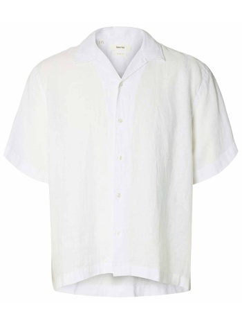 selected ανδρικό λινό πουκάμισο relaxed fit - 16096908 λευκό
