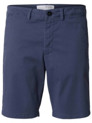 selected ανδρική βερμούδα μονόχρωμη slim fit - 16092329 μπλε σκούρο