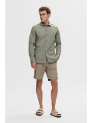 selected ανδρική βερμούδα μονόχρωμη slim fit - 16092329 μπεζ