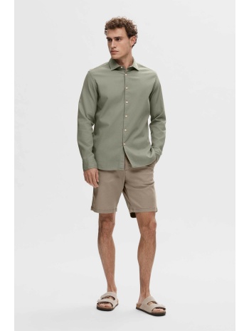 selected ανδρική βερμούδα μονόχρωμη slim fit - 16092329 μπεζ σε προσφορά