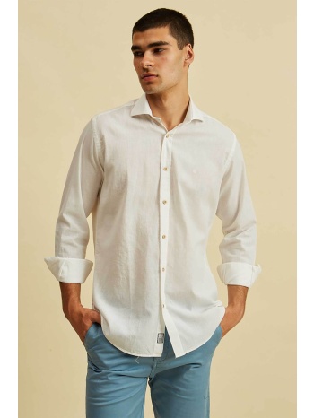 dors ανδρικό λινό πουκάμισο μονόχρωμο - 1038010.c01 λευκό