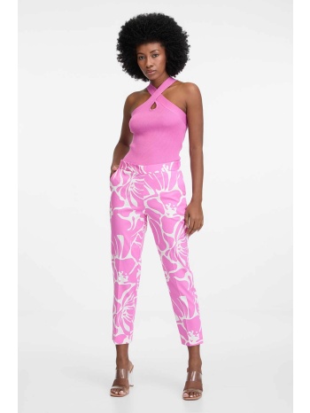 orsay γυναικείο παντελόνι με floral print cropped 
