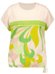 gerry weber γυναικεία μπλούζα με print και δέσιμο στο κάτω μέρος - 570372-35029 πράσινο