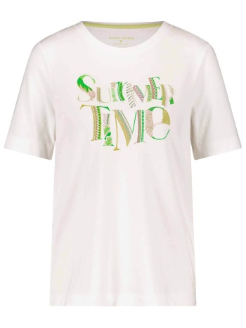 gerry weber γυναικείο t-shirt με print - 570347-35003 λευκό